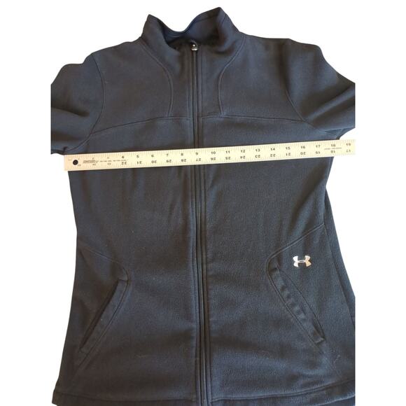 Under Armour Full Zip Mock Neck Sweat Jacket Women's Size Medium Black - Picture 3 of 7